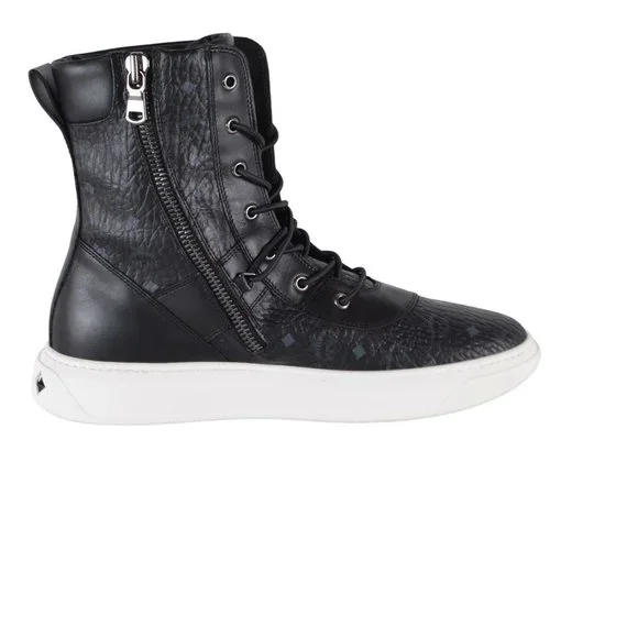 NIB MCM Women's Logo High Tops Combat Boots Shoes - Picture 2 of 10